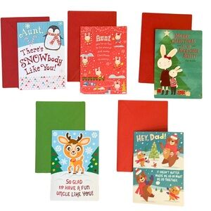 Hallmark Christmas Cards Bundle 5 Cards w/ Envelopes from Kids to Aunt,Uncle,Dad
